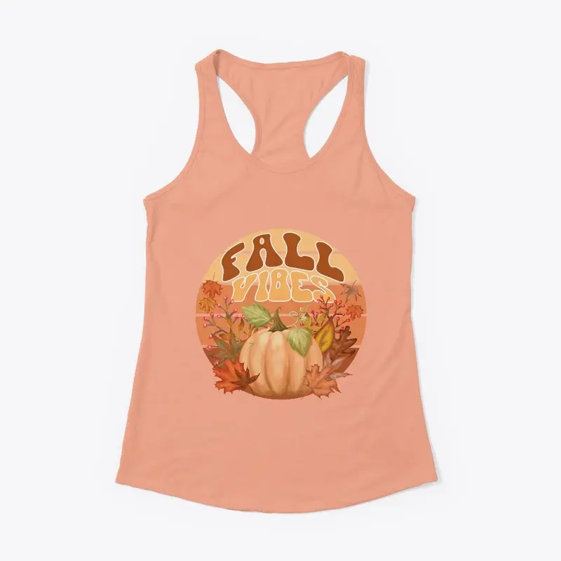 Fall Vibes Retro Pumpkin & Autumn Leaf