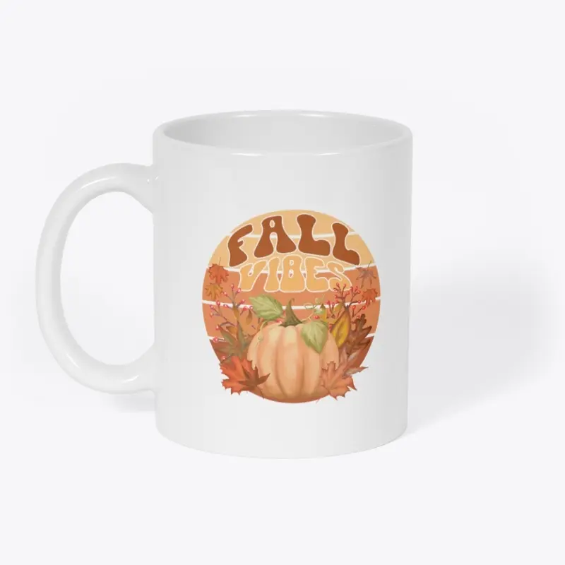 Fall Vibes Retro Pumpkin & Autumn Leaf