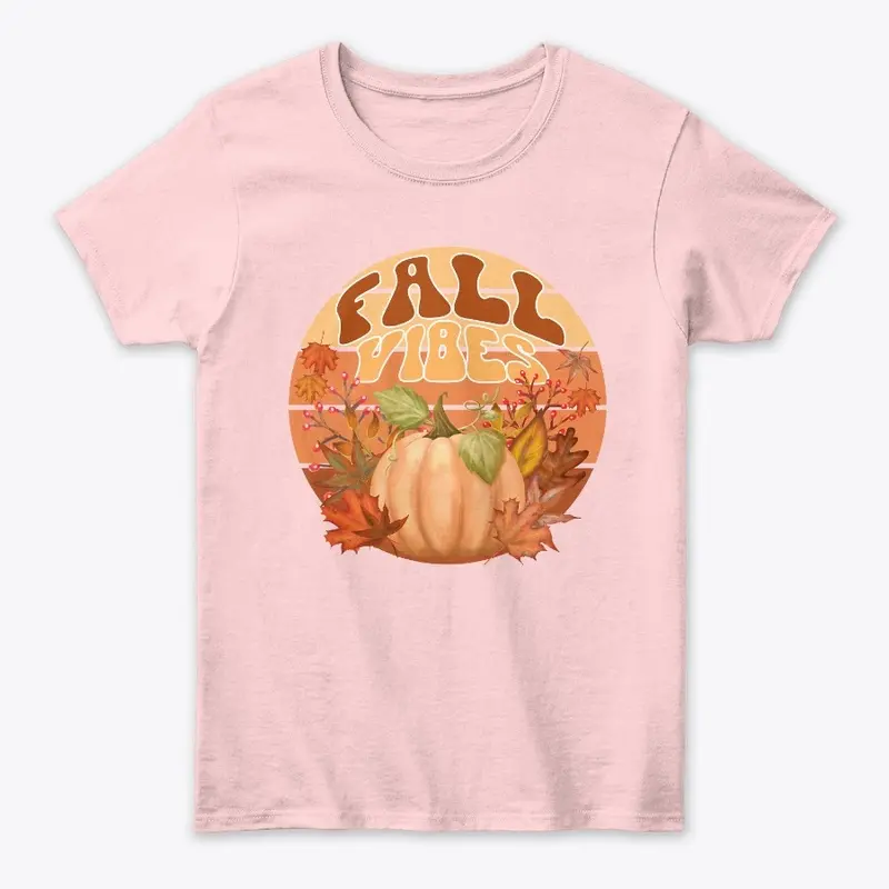 Fall Vibes Retro Pumpkin & Autumn Leaf