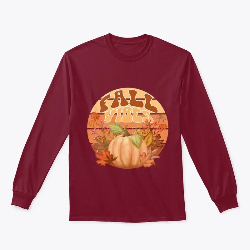 Fall Vibes Retro Pumpkin & Autumn Leaf