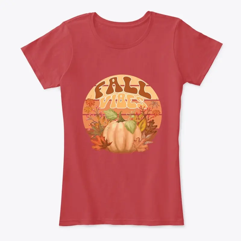 Fall Vibes Retro Pumpkin & Autumn Leaf