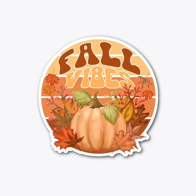 Fall Vibes Retro Pumpkin & Autumn Leaf